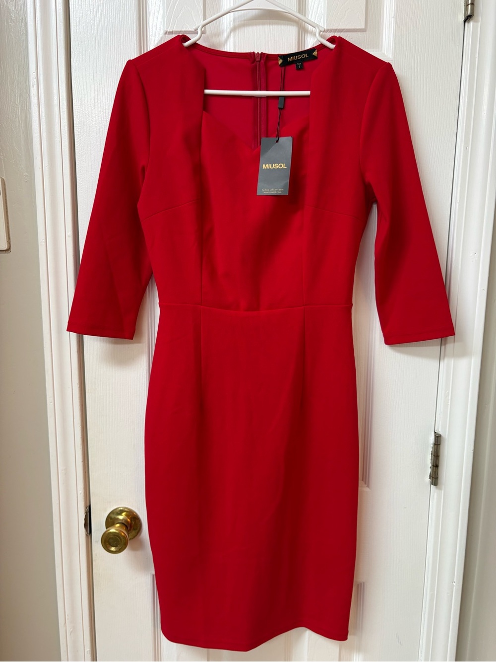 Miusol Bright Red Long Sleeve Sheath Dress
